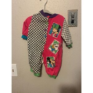 Vintage 90s Disney Babies Mickey Collection Color Block Romper 6-9M Baby Minnie